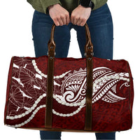 Aloha Hawaii Kalo Pikake Lei Travel Bag Chest Tattoo Oxblood Hawaiian Pattern LT14 Oxblood - Polynesian Pride