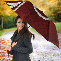 Aloha Hawaii Kalo Pikake Lei Umbrella Chest Tattoo Oxblood Hawaiian Pattern