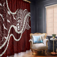 Aloha Hawaii Kalo Pikake Lei Window Curtain Chest Tattoo Oxblood Hawaiian Pattern LT14 - Polynesian Pride