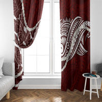 Aloha Hawaii Kalo Pikake Lei Window Curtain Chest Tattoo Oxblood Hawaiian Pattern LT14 - Polynesian Pride