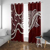 Aloha Hawaii Kalo Pikake Lei Window Curtain Chest Tattoo Oxblood Hawaiian Pattern LT14 With Grommets Oxblood - Polynesian Pride