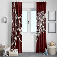 Aloha Hawaii Kalo Pikake Lei Window Curtain Chest Tattoo Oxblood Hawaiian Pattern LT14 - Polynesian Pride
