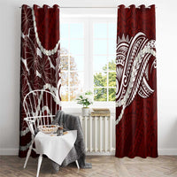Aloha Hawaii Kalo Pikake Lei Window Curtain Chest Tattoo Oxblood Hawaiian Pattern LT14 - Polynesian Pride