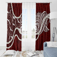 Aloha Hawaii Kalo Pikake Lei Window Curtain Chest Tattoo Oxblood Hawaiian Pattern LT14 - Polynesian Pride