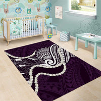Aloha Hawaii Kalo Pikake Lei Area Rug Chest Tattoo Purple Hawaiian Pattern LT14 - Polynesian Pride