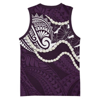 Aloha Hawaii Kalo Pikake Lei Basketball Jersey Chest Tattoo Purple Hawaiian Pattern LT14 - Polynesian Pride