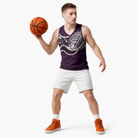 Aloha Hawaii Kalo Pikake Lei Basketball Jersey Chest Tattoo Purple Hawaiian Pattern LT14 - Polynesian Pride