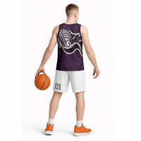 Aloha Hawaii Kalo Pikake Lei Basketball Jersey Chest Tattoo Purple Hawaiian Pattern LT14 - Polynesian Pride