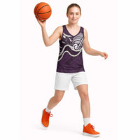 Aloha Hawaii Kalo Pikake Lei Basketball Jersey Chest Tattoo Purple Hawaiian Pattern LT14 - Polynesian Pride