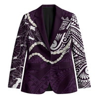 Aloha Hawaii Kalo Pikake Lei Blazer Chest Tattoo Purple Hawaiian Pattern LT14 Unisex Purple - Polynesian Pride