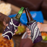 Aloha Hawaii Kalo Pikake Lei 4 in 1 Can Cooler Tumbler Chest Tattoo Purple Hawaiian Pattern