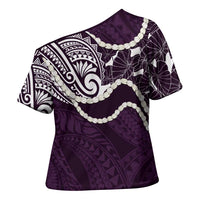 Aloha Hawaii Kalo Pikake Lei Cross Shoulder Shirt Chest Tattoo Purple Hawaiian Pattern LT14 - Polynesian Pride