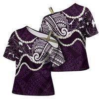 Aloha Hawaii Kalo Pikake Lei Cross Shoulder Shirt Chest Tattoo Purple Hawaiian Pattern LT14 - Polynesian Pride