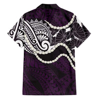 Aloha Hawaii Kalo Pikake Lei Family Matching Mermaid Dress and Hawaiian Shirt Chest Tattoo Purple Hawaiian Pattern