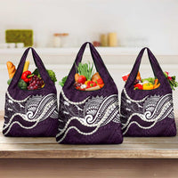 Aloha Hawaii Kalo Pikake Lei Grocery Bag Chest Tattoo Purple Hawaiian Pattern LT14 3-pack One Size Purple - Polynesian Pride