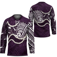 Aloha Hawaii Kalo Pikake Lei Hockey Jersey Chest Tattoo Purple Hawaiian Pattern LT14 - Polynesian Pride