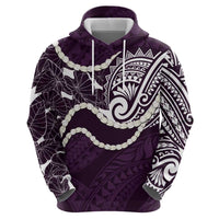 Aloha Hawaii Kalo Pikake Lei Hoodie Chest Tattoo Purple Hawaiian Pattern LT14 - Polynesian Pride
