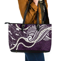 Aloha Hawaii Kalo Pikake Lei Leather Tote Bag Chest Tattoo Purple Hawaiian Pattern LT14 - Polynesian Pride