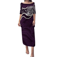 Aloha Hawaii Kalo Pikake Lei Puletasi Chest Tattoo Purple Hawaiian Pattern LT14 Long Dress Purple - Polynesian Pride