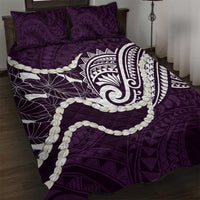 Aloha Hawaii Kalo Pikake Lei Quilt Bed Set Chest Tattoo Purple Hawaiian Pattern LT14 Purple - Polynesian Pride