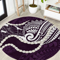 Aloha Hawaii Kalo Pikake Lei Round Carpet Chest Tattoo Purple Hawaiian Pattern LT14 Purple - Polynesian Pride