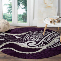 Aloha Hawaii Kalo Pikake Lei Round Carpet Chest Tattoo Purple Hawaiian Pattern LT14 - Polynesian Pride
