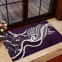 Aloha Hawaii Kalo Pikake Lei Rubber Doormat Chest Tattoo Purple Hawaiian Pattern LT14 - Polynesian Pride