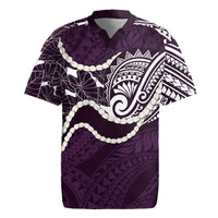Aloha Hawaii Kalo Pikake Lei Rugby Jersey Chest Tattoo Purple Hawaiian Pattern LT14 Purple - Polynesian Pride