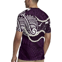 Aloha Hawaii Kalo Pikake Lei Rugby Jersey Chest Tattoo Purple Hawaiian Pattern LT14 - Polynesian Pride