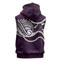 Aloha Hawaii Kalo Pikake Lei Sleeveless Zip Hoodie Chest Tattoo Purple Hawaiian Pattern LT14 - Polynesian Pride