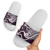 Aloha Hawaii Kalo Pikake Lei Slide Sandals Chest Tattoo Purple Hawaiian Pattern LT14 - Polynesian Pride