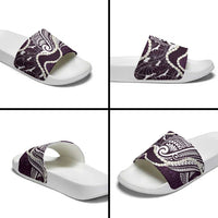 Aloha Hawaii Kalo Pikake Lei Slide Sandals Chest Tattoo Purple Hawaiian Pattern LT14 - Polynesian Pride