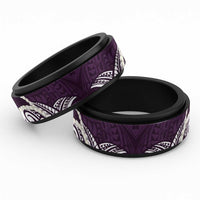 Aloha Hawaii Kalo Pikake Lei Spinner Ring Chest Tattoo Purple Hawaiian Pattern LT14 Black Purple - Polynesian Pride