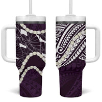 Aloha Hawaii Kalo Pikake Lei Tumbler With Handle Chest Tattoo Purple Hawaiian Pattern LT14 One Size: 40 oz Purple - Polynesian Pride
