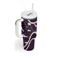 Aloha Hawaii Kalo Pikake Lei Tumbler With Handle Chest Tattoo Purple Hawaiian Pattern LT14 - Polynesian Pride