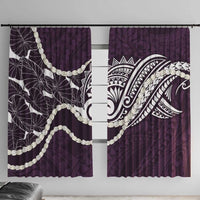 Aloha Hawaii Kalo Pikake Lei Window Curtain Chest Tattoo Purple Hawaiian Pattern LT14 With Hooks Purple - Polynesian Pride