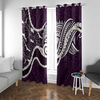 Aloha Hawaii Kalo Pikake Lei Window Curtain Chest Tattoo Purple Hawaiian Pattern LT14 With Grommets Purple - Polynesian Pride