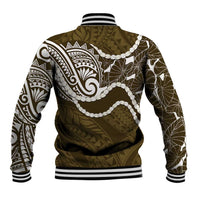 Aloha Hawaii Kalo Pikake Lei Baseball Jacket Chest Tattoo Gold Hawaiian Pattern LT14 - Polynesian Pride