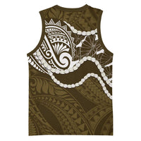 Aloha Hawaii Kalo Pikake Lei Basketball Jersey Chest Tattoo Gold Hawaiian Pattern LT14 - Polynesian Pride