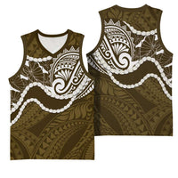 Aloha Hawaii Kalo Pikake Lei Basketball Jersey Chest Tattoo Gold Hawaiian Pattern LT14 - Polynesian Pride