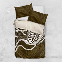Aloha Hawaii Kalo Pikake Lei Bedding Set Chest Tattoo Gold Hawaiian Pattern LT14 US Twin 172cm x 218cm Gold - Polynesian Pride