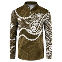 Aloha Hawaii Kalo Pikake Lei Button Sweatshirt Chest Tattoo Gold Hawaiian Pattern LT14 Gold - Polynesian Pride