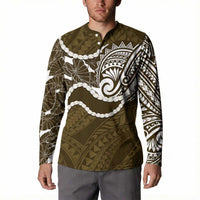 Aloha Hawaii Kalo Pikake Lei Button Sweatshirt Chest Tattoo Gold Hawaiian Pattern LT14 - Polynesian Pride