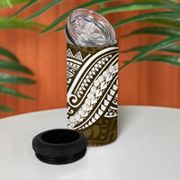 Aloha Hawaii Kalo Pikake Lei 4 in 1 Can Cooler Tumbler Chest Tattoo Gold Hawaiian Pattern LT14 - Polynesian Pride