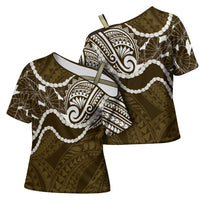 Aloha Hawaii Kalo Pikake Lei Cross Shoulder Shirt Chest Tattoo Gold Hawaiian Pattern LT14 - Polynesian Pride
