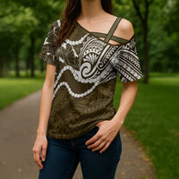 Aloha Hawaii Kalo Pikake Lei Cross Shoulder Shirt Chest Tattoo Gold Hawaiian Pattern LT14 - Polynesian Pride