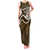 Aloha Hawaii Kalo Pikake Lei Family Matching Tank Maxi Dress and Hawaiian Shirt Chest Tattoo Gold Hawaiian Pattern