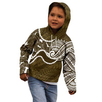 Aloha Hawaii Kalo Pikake Lei Kid Hoodie Chest Tattoo Gold Hawaiian Pattern LT14 - Polynesian Pride