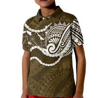 Aloha Hawaii Kalo Pikake Lei Kid Polo Shirt Chest Tattoo Gold Hawaiian Pattern