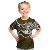 Aloha Hawaii Kalo Pikake Lei Kid T Shirt Chest Tattoo Gold Hawaiian Pattern LT14 Gold - Polynesian Pride